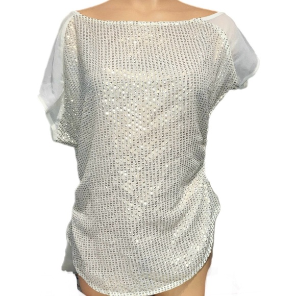 Victoria Secret Designer Collection LUDI Embellished Tunic Blouse XS Gold Sequin - Picture 4 of 8